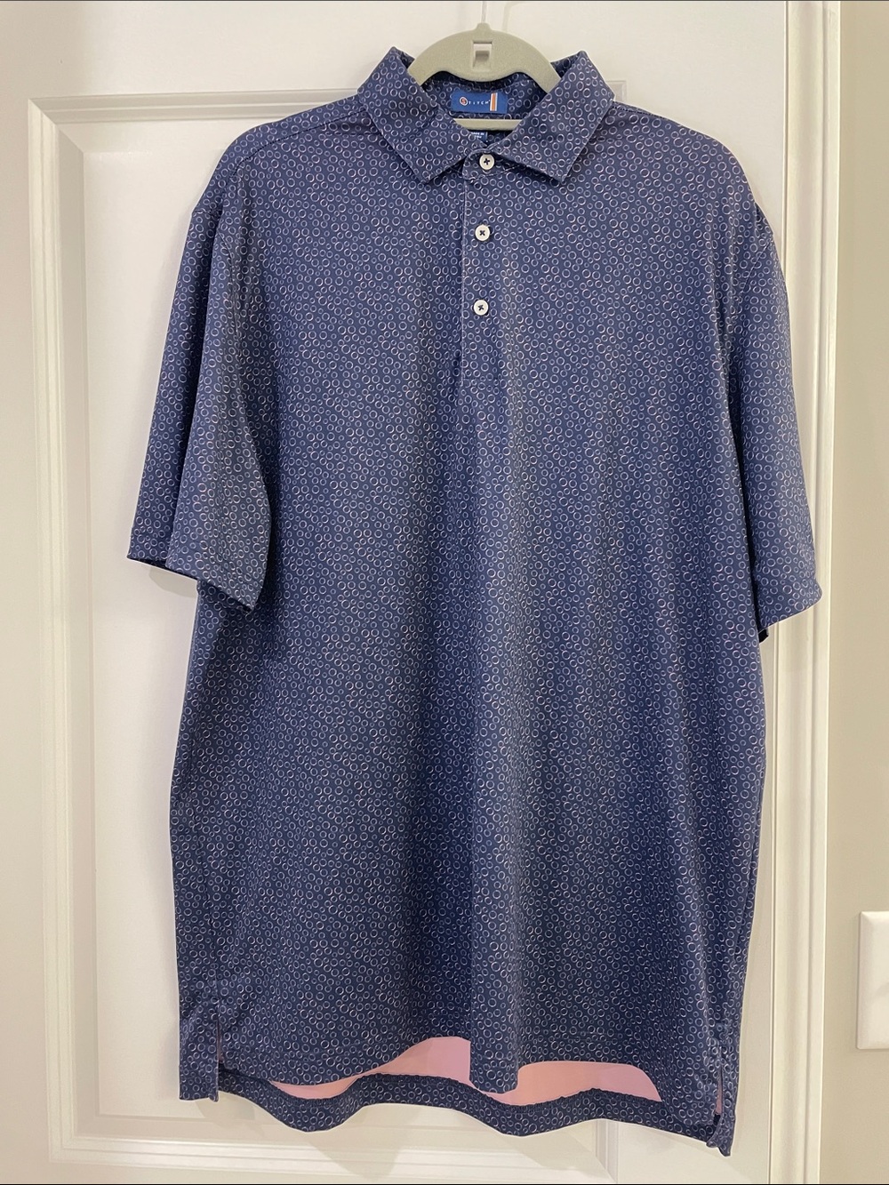 Men's Navy Micro-Print Polo Shirt